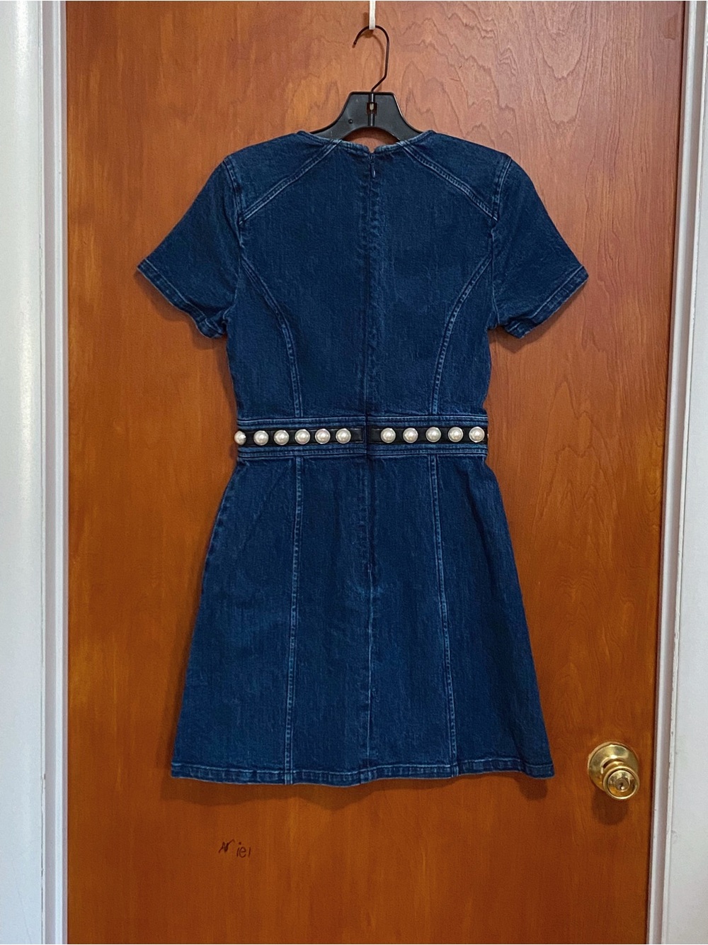 Cinq à Sept Giana Denim Pearl-Embellished Minidress size 0 - Picture 9 of 12